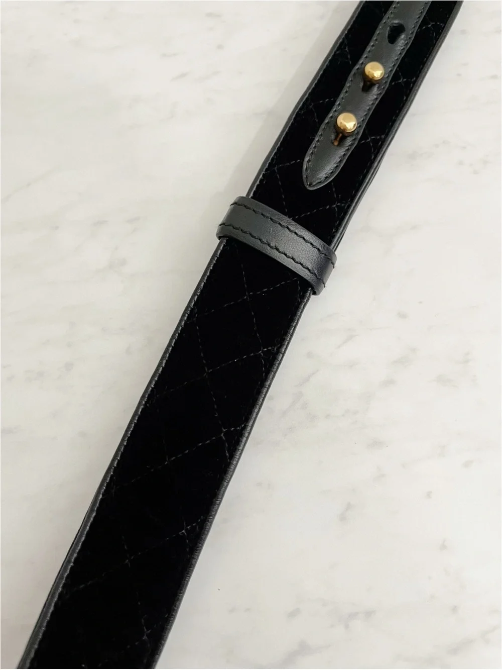 Prada Black Velvet Adjustable Shoulder Strap Gold Hardware Authentic